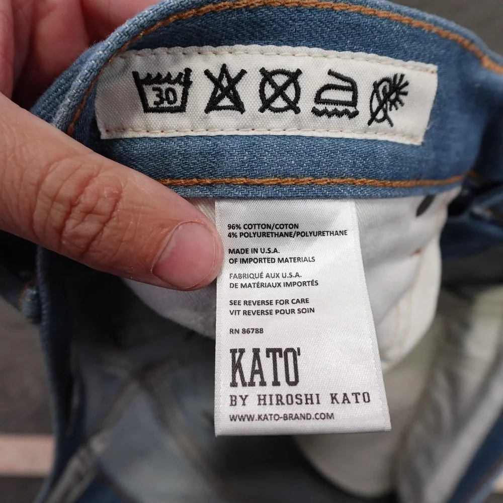 KATO' By Hiroshi Kato The Pen Slim Jeans Mens 31x32 Blue Raw Stretch Denim Pants